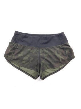 Lululemon Black Camo Running Shorts Built In Liner Womens Size 2
